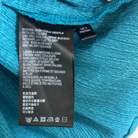 Anthropologie Elodie Off Shoulder Puff Sleeve Top Turquoise Blue Size Small - Picture 6 of 8